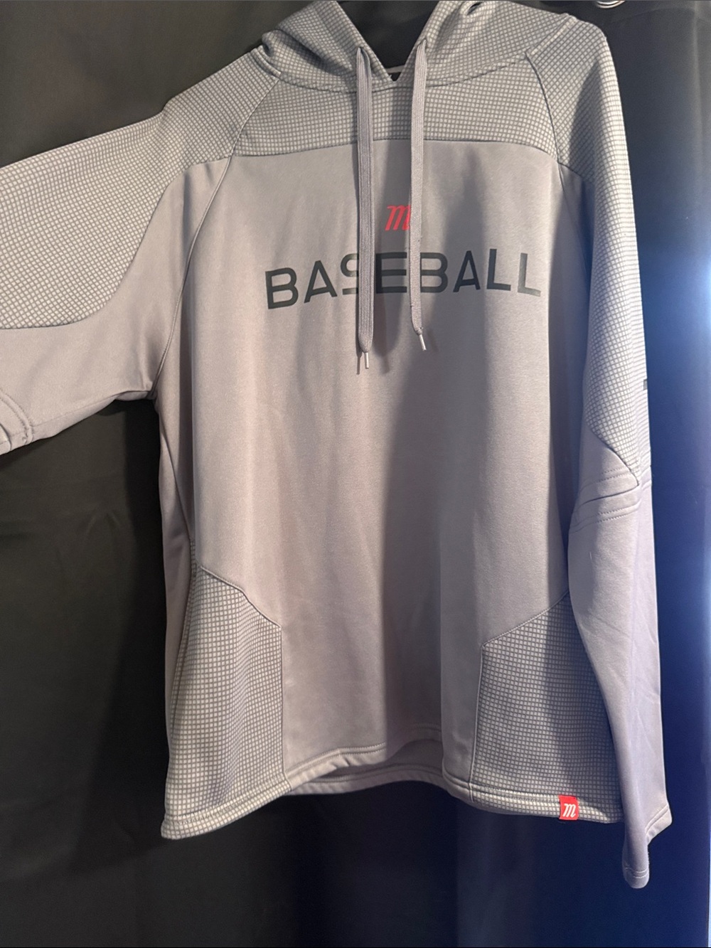 Gray 'MARUCCI BASEBALL' Hooded Pullover with Red Accent
